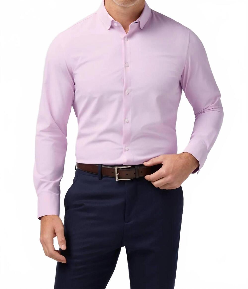 NEW MIZZEN + MAIN leeward dress shirt - trim in pink salt straton check